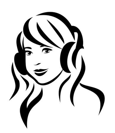 girl with headphones, vector illustrationのイラスト素材