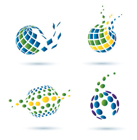 Abstract globe set of vector icons, business conceptのイラスト素材