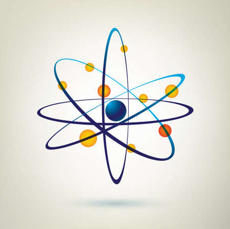 atom structure vector icon, 3d symbolのイラスト素材