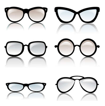 glasses frames  vector set, isolated glossy iconsのイラスト素材