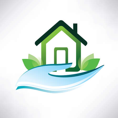 house symbol on the palm, vector iconのイラスト素材