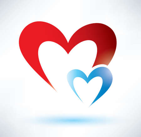 two hearts vector symbol, love or medicine conceptのイラスト素材