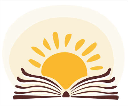 book and sun, knowledge concept cartoon illustrationのイラスト素材
