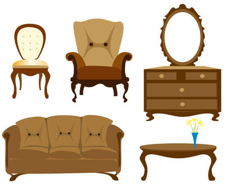  interior, furniture collection isolated illustrationのイラスト素材