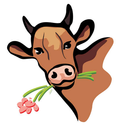  happy cow portrait multicolored closeup  illustrationのイラスト素材