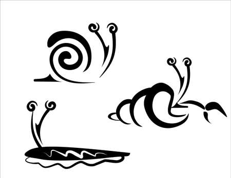 snail, slug and hermit crab concept setのイラスト素材