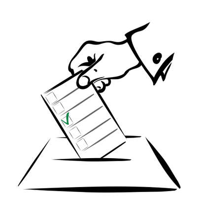 voting symbol in simple black lines, isolated illustrationのイラスト素材