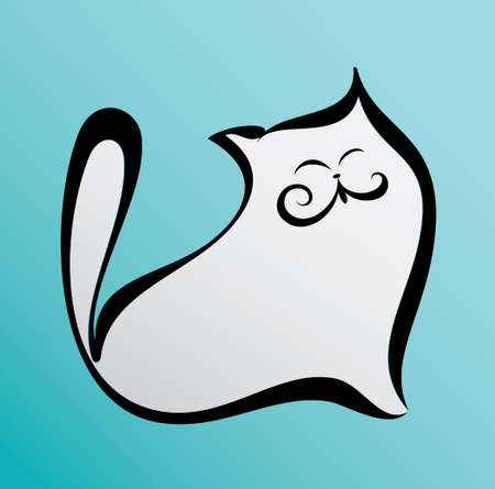 fat happy cat illustration in cartoon styleのイラスト素材