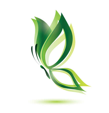 green butterfly, ecology concept, isolated  symbolのイラスト素材