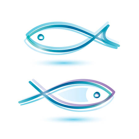 fish symbol, isolated icons setのイラスト素材