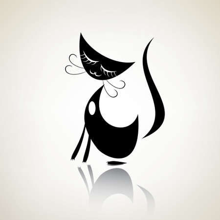 romantic black pussycat dreamingのイラスト素材