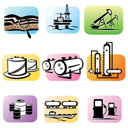 oil extraction and processing, set of  iconsのイラスト素材
