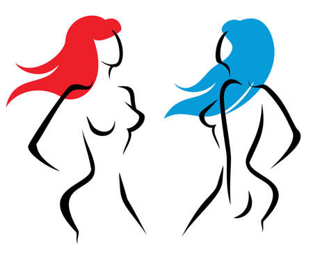 sexual woman, set of  silhouettesのイラスト素材