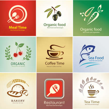 different food and drinks icons set, background templatesのイラスト素材