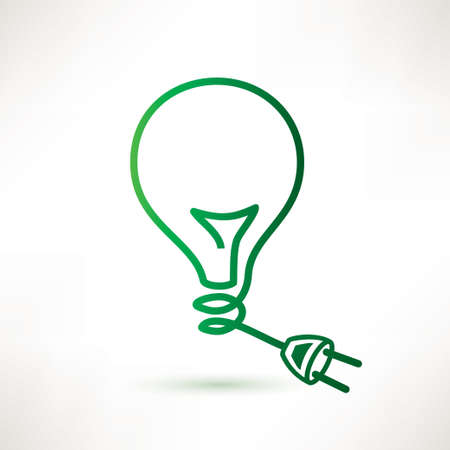 green bulb with plug, abstract vector iconのイラスト素材