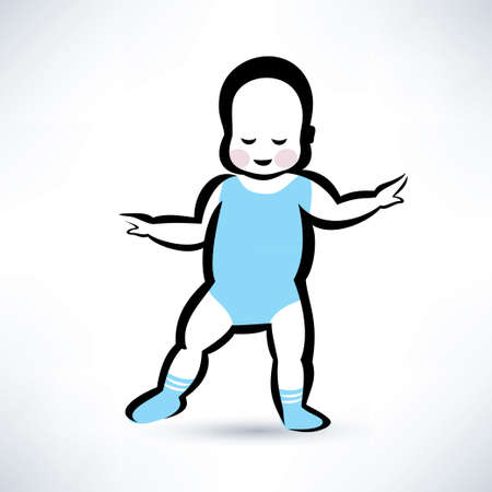 cheerful baby making his first step, vector symbolのイラスト素材