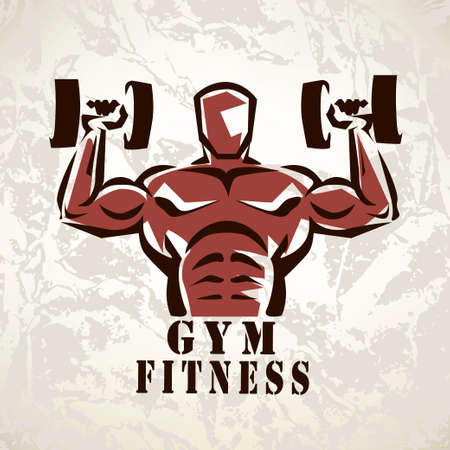 bodybuilder, athlete exercising symbolのイラスト素材