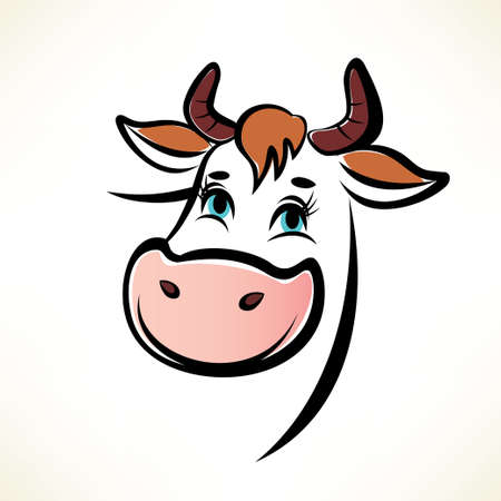 happy cow portraitのイラスト素材