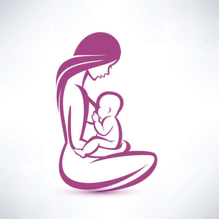 mother breast feeding her babyのイラスト素材
