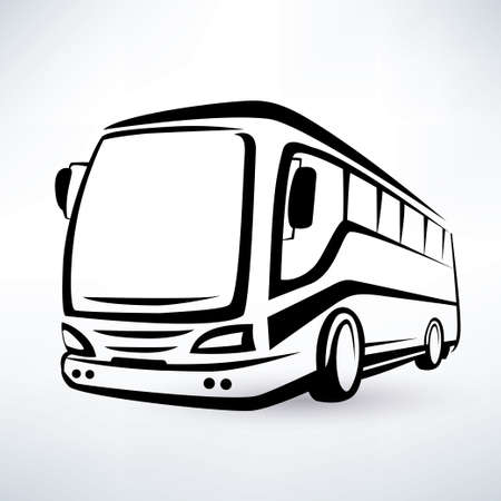 modern bus symbol, outlined vector iconのイラスト素材