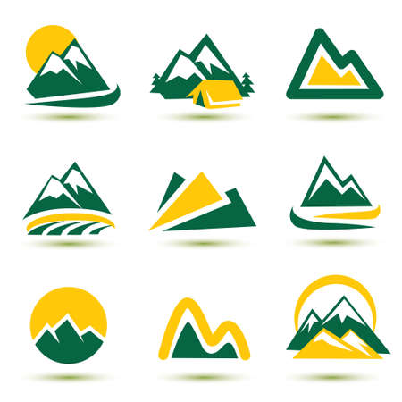 mountain icons setのイラスト素材