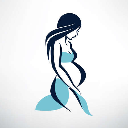 pregnant woman symbol, stylized vector sketchのイラスト素材
