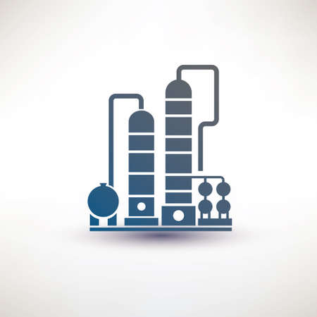 petrochemical plant symbol, refinery oil distillation iconのイラスト素材