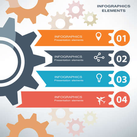 infographics template, gear and process conceptのイラスト素材