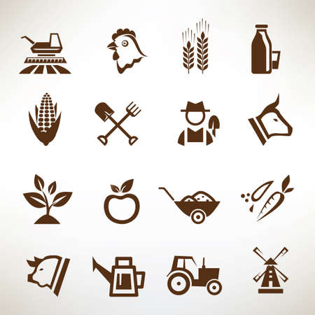 farm and agriculture vector icons collectionのイラスト素材