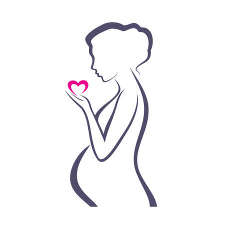 pregnant woman symbol, stylized vector sketchのイラスト素材
