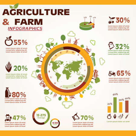 agriculture and farming infographics, vector icons collectionのイラスト素材