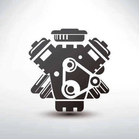 car engine symbol, stylized vector silhouette of automobile motor