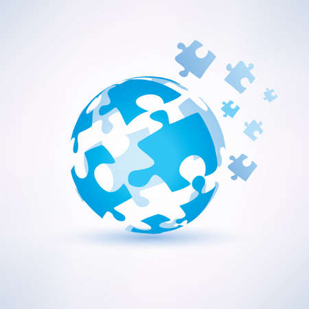 globe made of puzzle piecies, business and technology conceptのイラスト素材