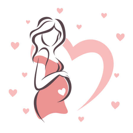 pregnant woman symbol, stylized vector sketchのイラスト素材