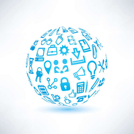 abstract globe symbol, business and communication iconsのイラスト素材