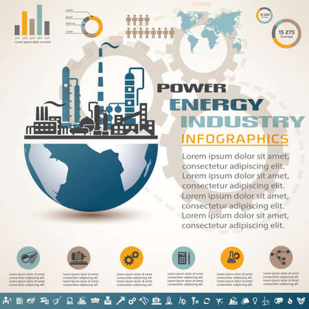 industry infographics template, set of industrial iconsのイラスト素材