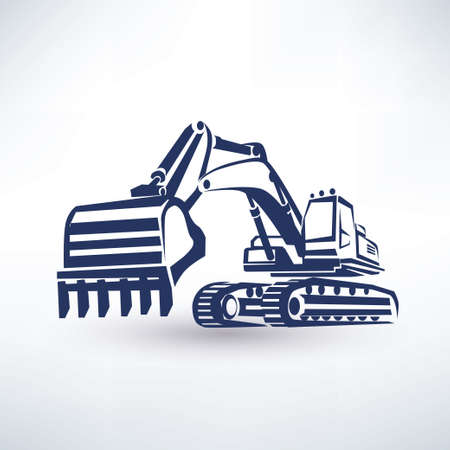 excavator symbol, stylized vector silhouetteのイラスト素材
