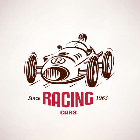 retro race car, vintage vector symbol, emblem, label templateのイラスト素材