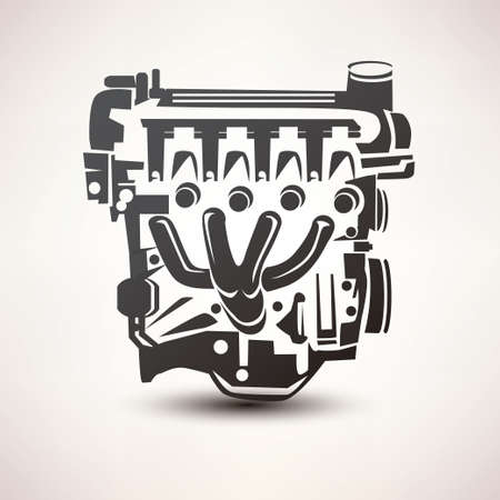 engine car symbol, stylized vector silhouette iconのイラスト素材