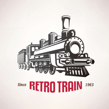retro train, vintage  vector symbol, emblem, label templateのイラスト素材