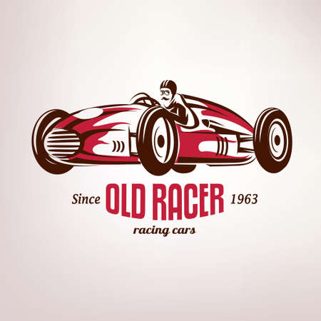 retro race car, vintage vector symbol, emblem, label templateのイラスト素材