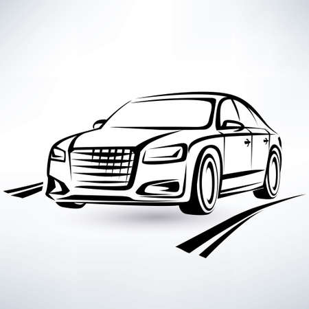 modern luxury car symbol, outlined sketchのイラスト素材