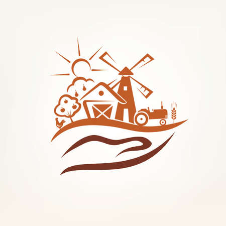 agriculture and farm stylized symbolのイラスト素材