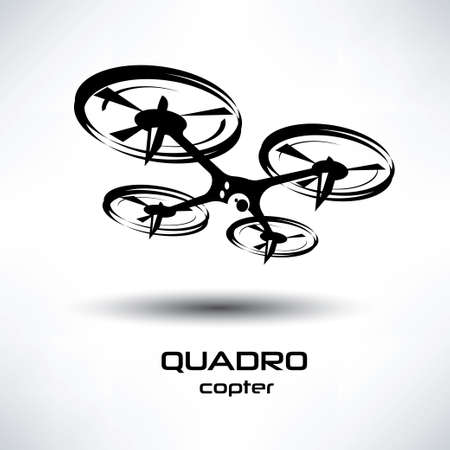 drone icon, quadrocopter stylized symbolのイラスト素材