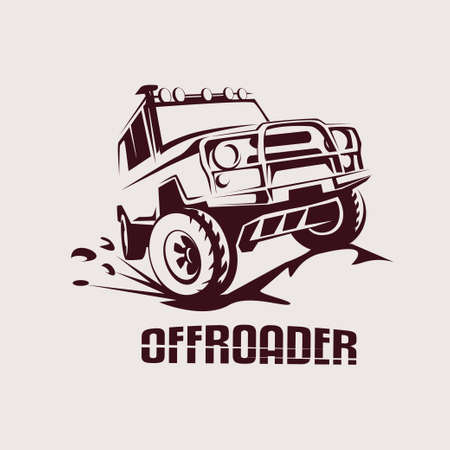 offroad suv car monochrome template for labels, emblems, badgesのイラスト素材