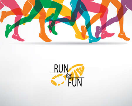 running people set of silhouettes, sport and activity  backgroundのイラスト素材