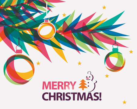 merry christmas card vector illustration in modern vibrant styleのイラスト素材