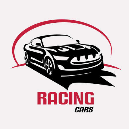 Race car symbol logo template, stylized vector silhouetteのイラスト素材
