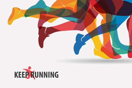 running people set of silhouettes, sport and activity  background