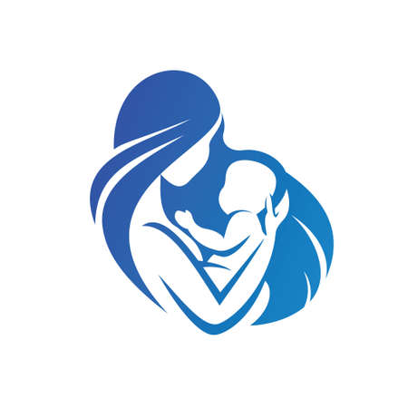 mother and baby icon, stylized vector symbolのイラスト素材